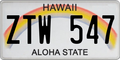 HI license plate ZTW547