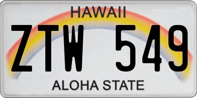 HI license plate ZTW549