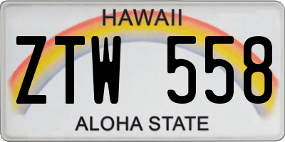 HI license plate ZTW558