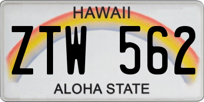 HI license plate ZTW562