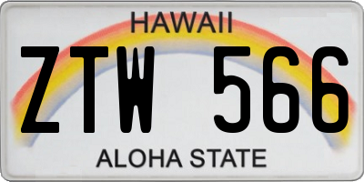 HI license plate ZTW566