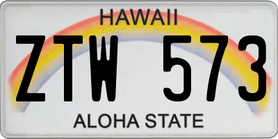 HI license plate ZTW573
