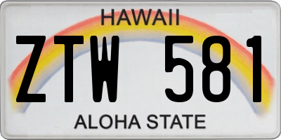 HI license plate ZTW581