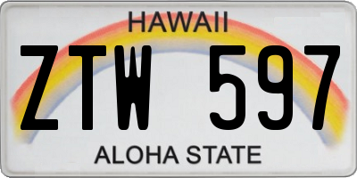 HI license plate ZTW597