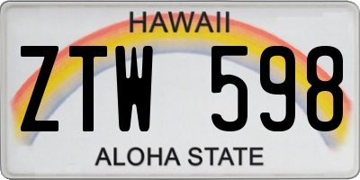HI license plate ZTW598