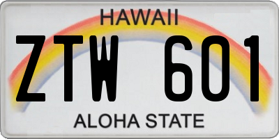 HI license plate ZTW601