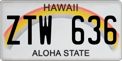 HI license plate ZTW636