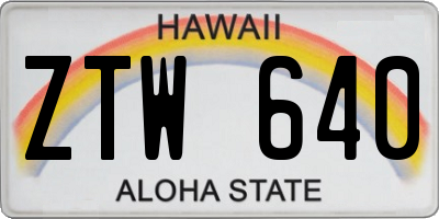 HI license plate ZTW640