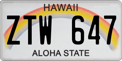 HI license plate ZTW647