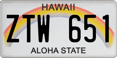 HI license plate ZTW651