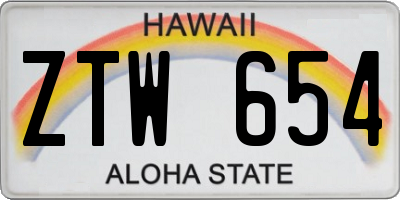 HI license plate ZTW654