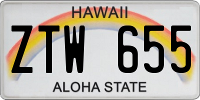 HI license plate ZTW655
