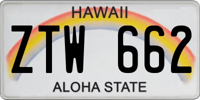HI license plate ZTW662