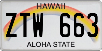 HI license plate ZTW663