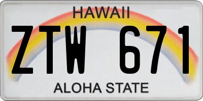 HI license plate ZTW671