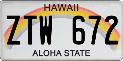 HI license plate ZTW672