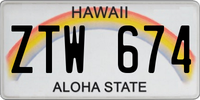 HI license plate ZTW674
