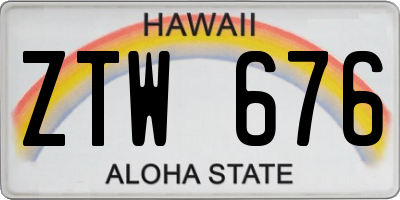 HI license plate ZTW676