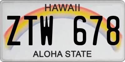 HI license plate ZTW678