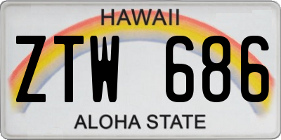 HI license plate ZTW686