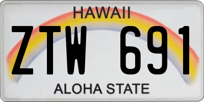 HI license plate ZTW691