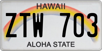 HI license plate ZTW703