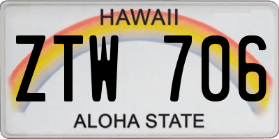 HI license plate ZTW706