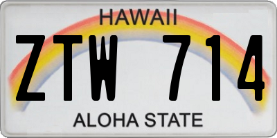 HI license plate ZTW714