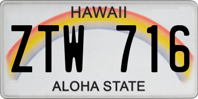 HI license plate ZTW716