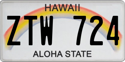 HI license plate ZTW724