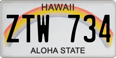 HI license plate ZTW734