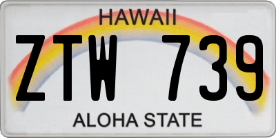 HI license plate ZTW739