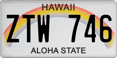 HI license plate ZTW746