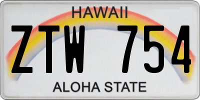 HI license plate ZTW754