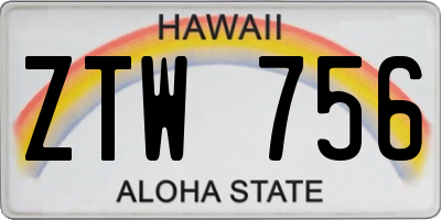 HI license plate ZTW756