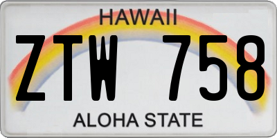 HI license plate ZTW758