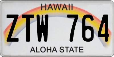 HI license plate ZTW764