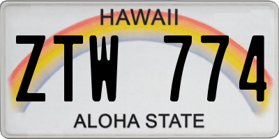 HI license plate ZTW774