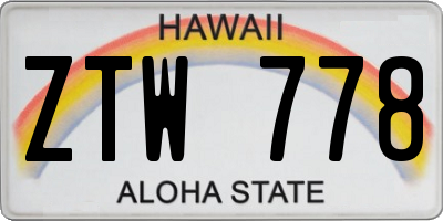 HI license plate ZTW778