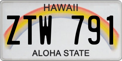 HI license plate ZTW791