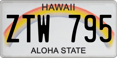 HI license plate ZTW795