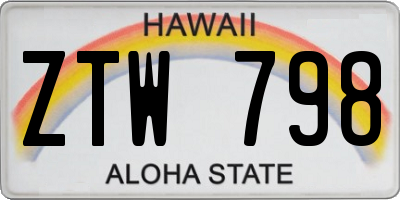 HI license plate ZTW798