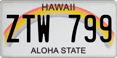 HI license plate ZTW799