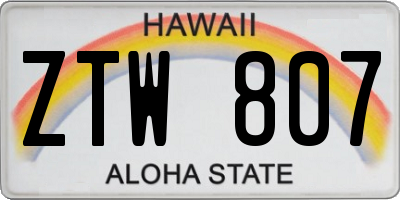 HI license plate ZTW807