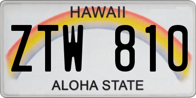 HI license plate ZTW810