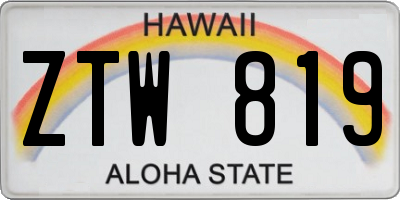 HI license plate ZTW819