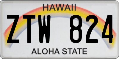 HI license plate ZTW824