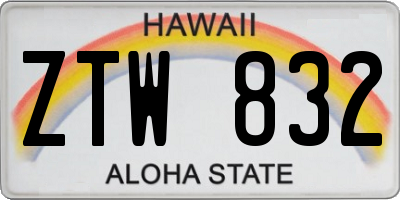 HI license plate ZTW832