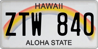 HI license plate ZTW840