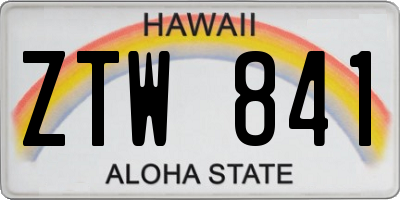 HI license plate ZTW841